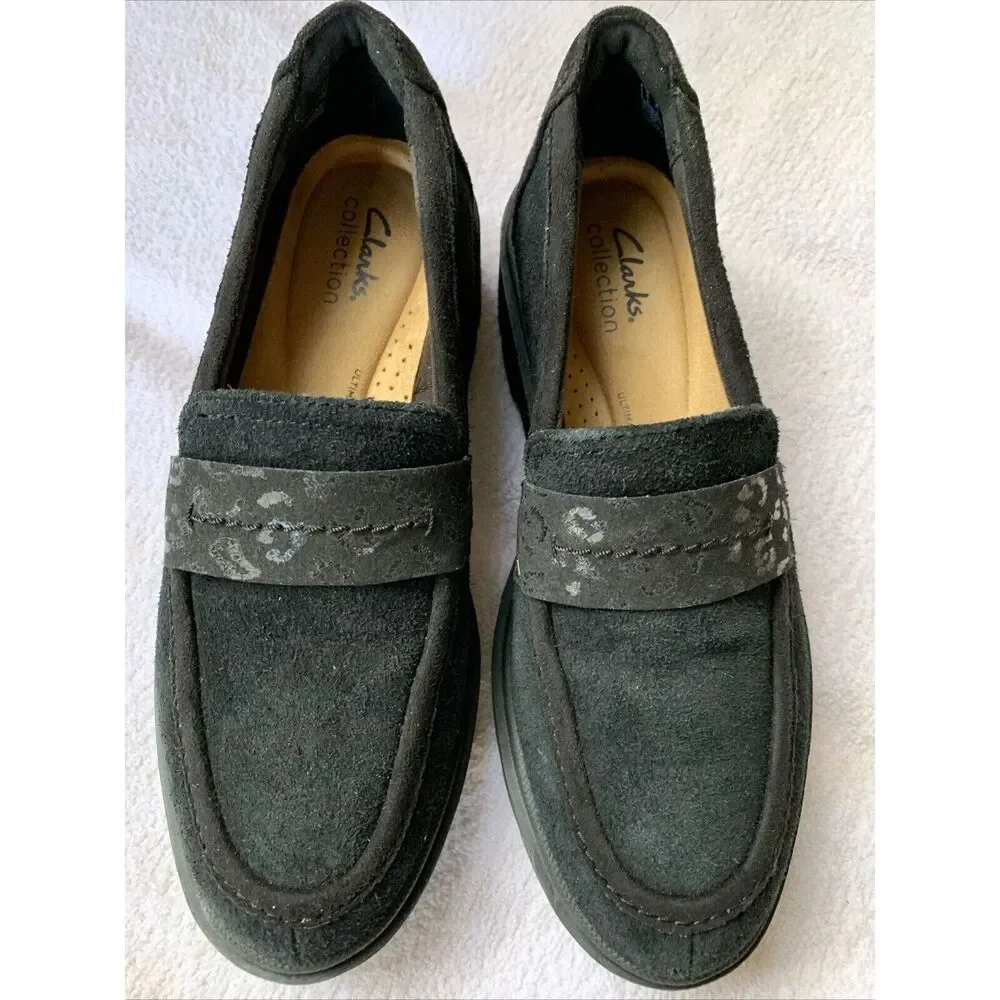 Clarks Calla Black Loafers Womens 7.5 New Slip Ons Comfort